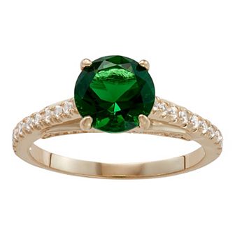 Designs by Gioelli 10k Gold Simulated Emerald & Lab-Created White Sapphire Ring