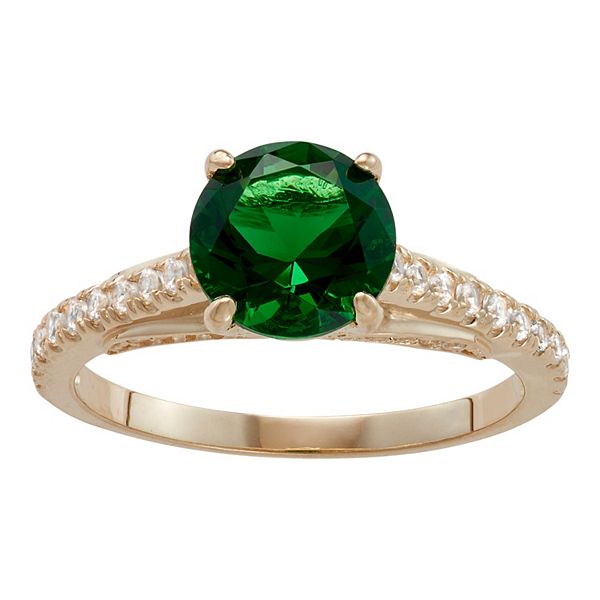 Designs by Gioelli 10k Gold Simulated Emerald & LabCreated White