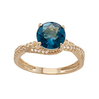 Designs by Gioelli 10k Gold London Blue Topaz & Lab-Created White Sapphire Crisscross Ring