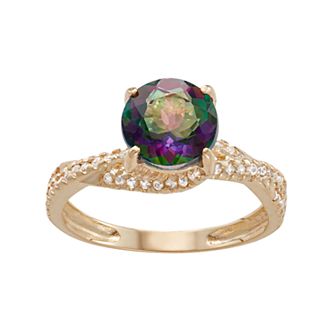 Designs by Gioelli 10k Gold Mystic Topaz & Lab-Created White Sapphire Crisscross Ring