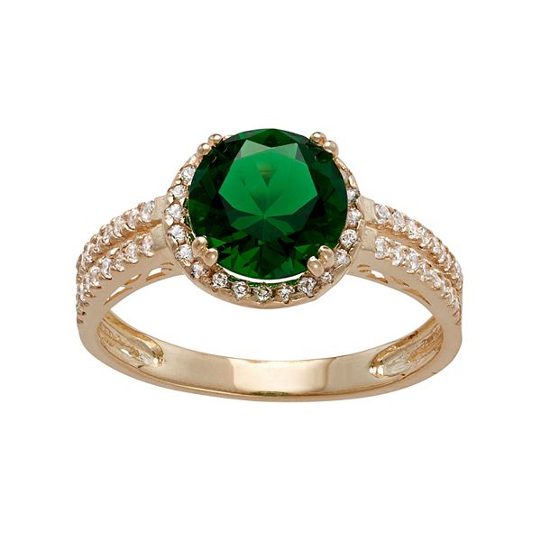 Designs by Gioelli 10k Gold Simulated Emerald & Lab-Created White ...