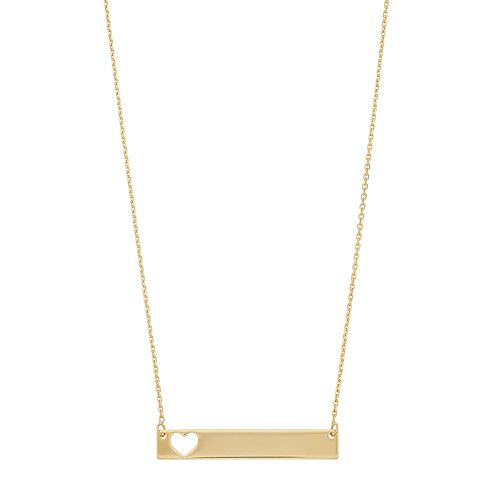 14k Gold Cutout Heart Bar Link Necklace