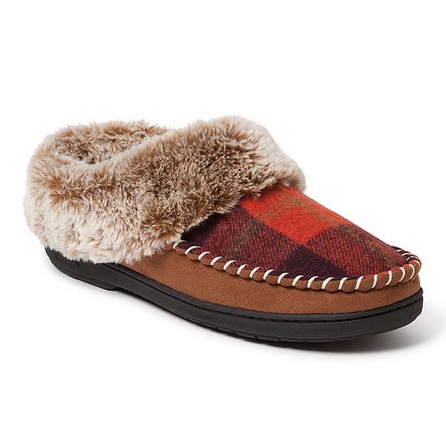 Women's Dearfoams Plaid Whipstitch Trim Clog Slippers