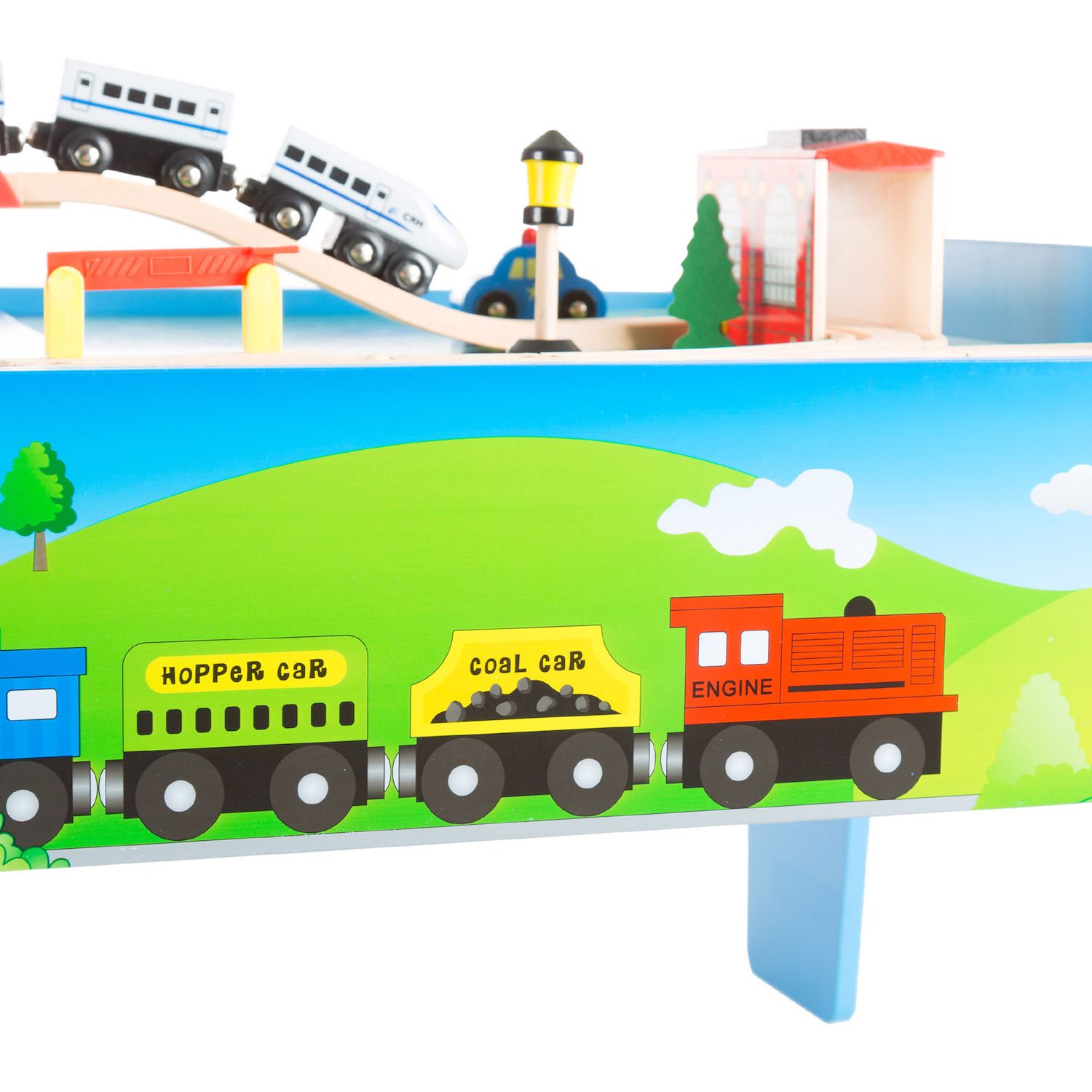 Deluxe Hand Painted Wooden Table Train Set By Hey! Play!