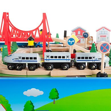 Deluxe Hand Painted Wooden Table Train Set by Hey! Play! 