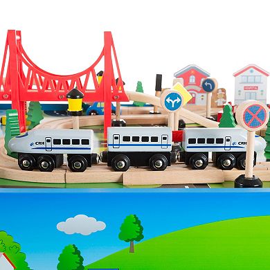Deluxe Hand Painted Wooden Table Train Set by Hey! Play!