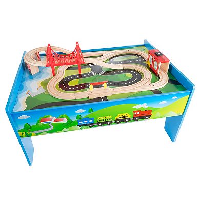 Deluxe Hand Painted Wooden Table Train Set by Hey! Play! 