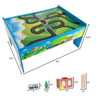 Deluxe Hand Painted Wooden Table Train Set by Hey! Play!