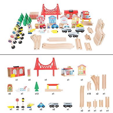 Deluxe Hand Painted Wooden Table Train Set by Hey! Play!