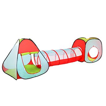 Hey! Play! Indoor/Outdoor Kids Tent, Cube & Tunnel Pop-Up Playhouse Hut