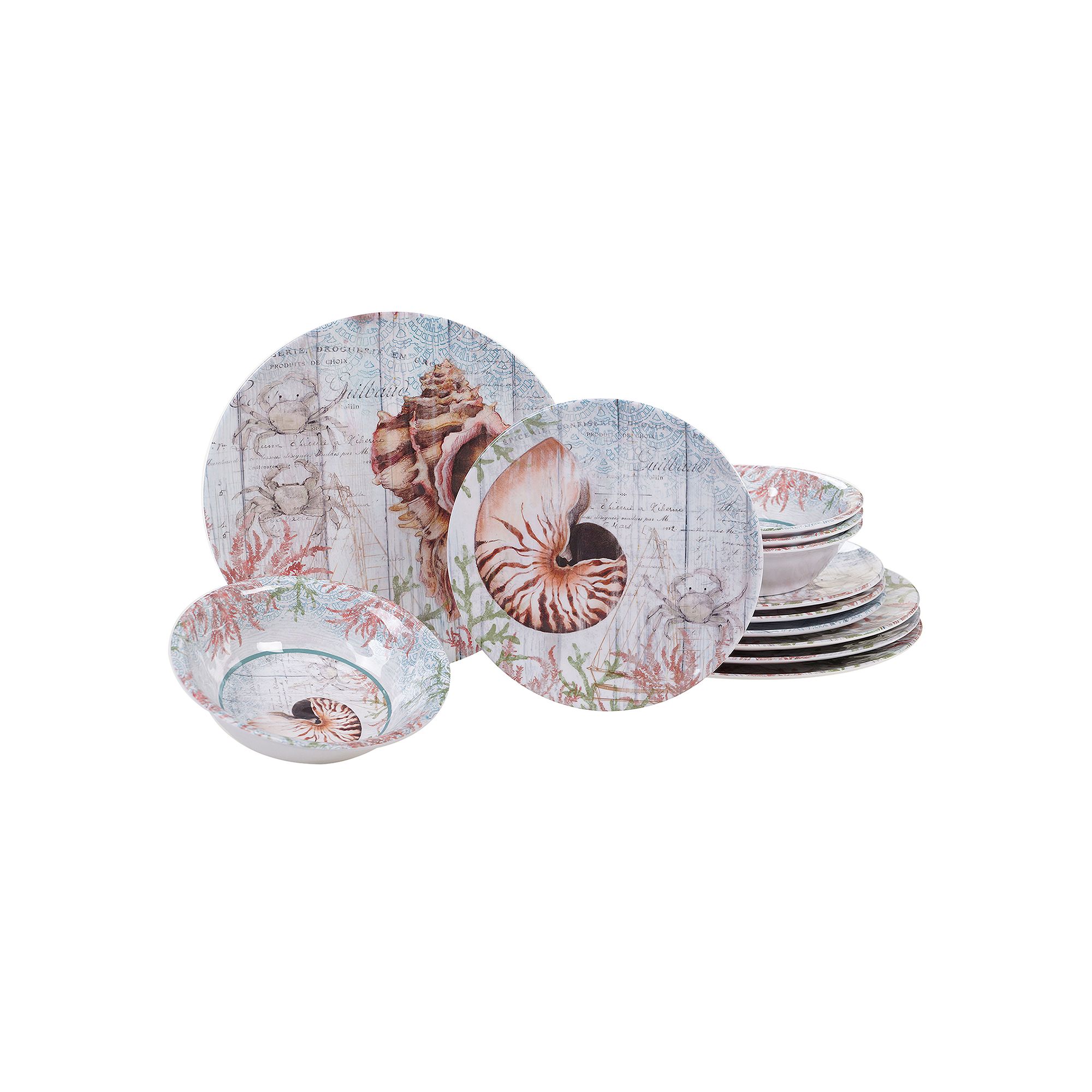 Certified International Sanibel 12-piece Melamine Dinnerware Set, Multi