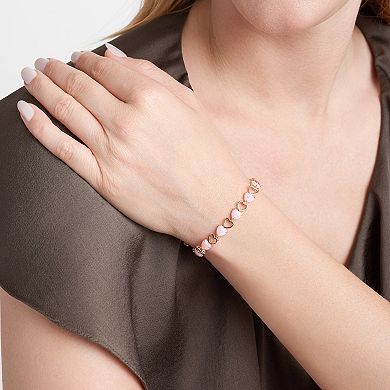 14k Rose Gold Over Silver Lab-Created Pink Opal Heart Bracelet