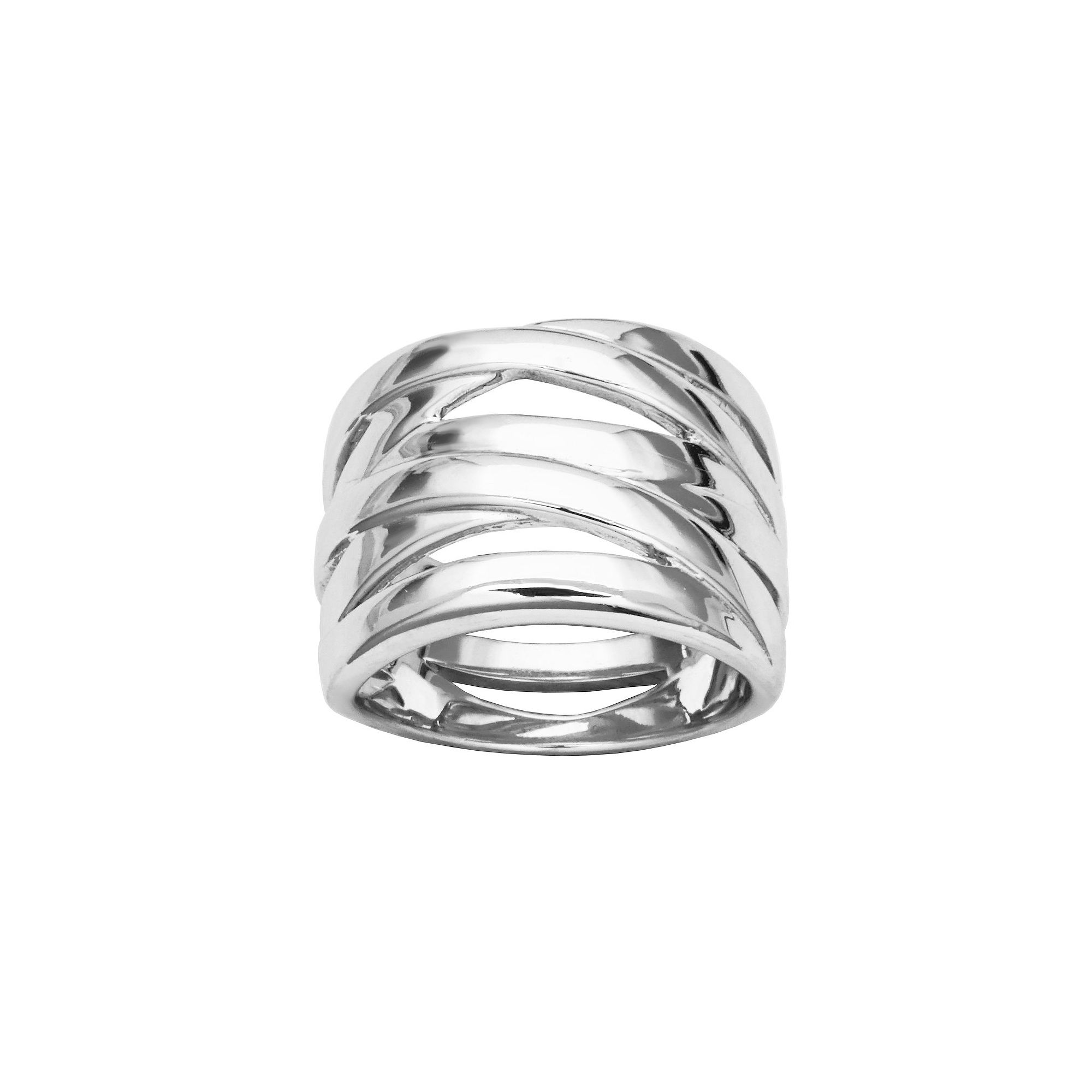 Sterling Silver Polished Crisscross Ring, Womens, Size: 6