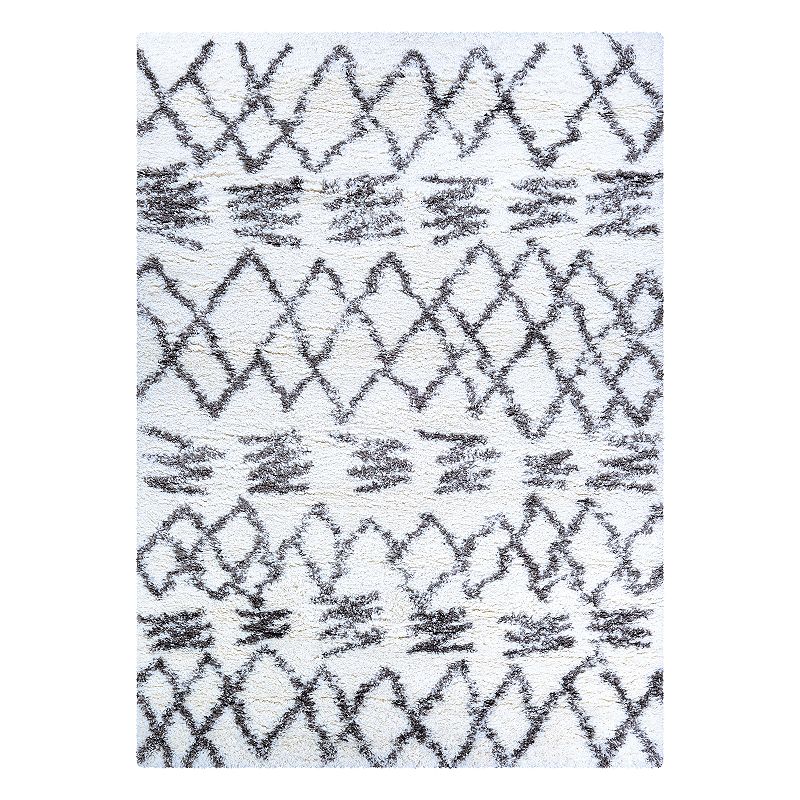 Couristan Urban Shag Kaza Geometric Rug, White, 4X5 Ft