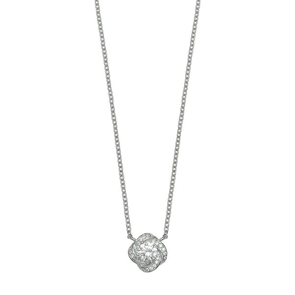 PRIMROSE Sterling Silver Cubic Zirconia Love Knot Pendant Necklace