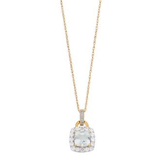 LeRose by Lexi and Rose White Topaz & Diamond Accent 14k Gold Over Sterling Silver Square Halo Pendant Necklace