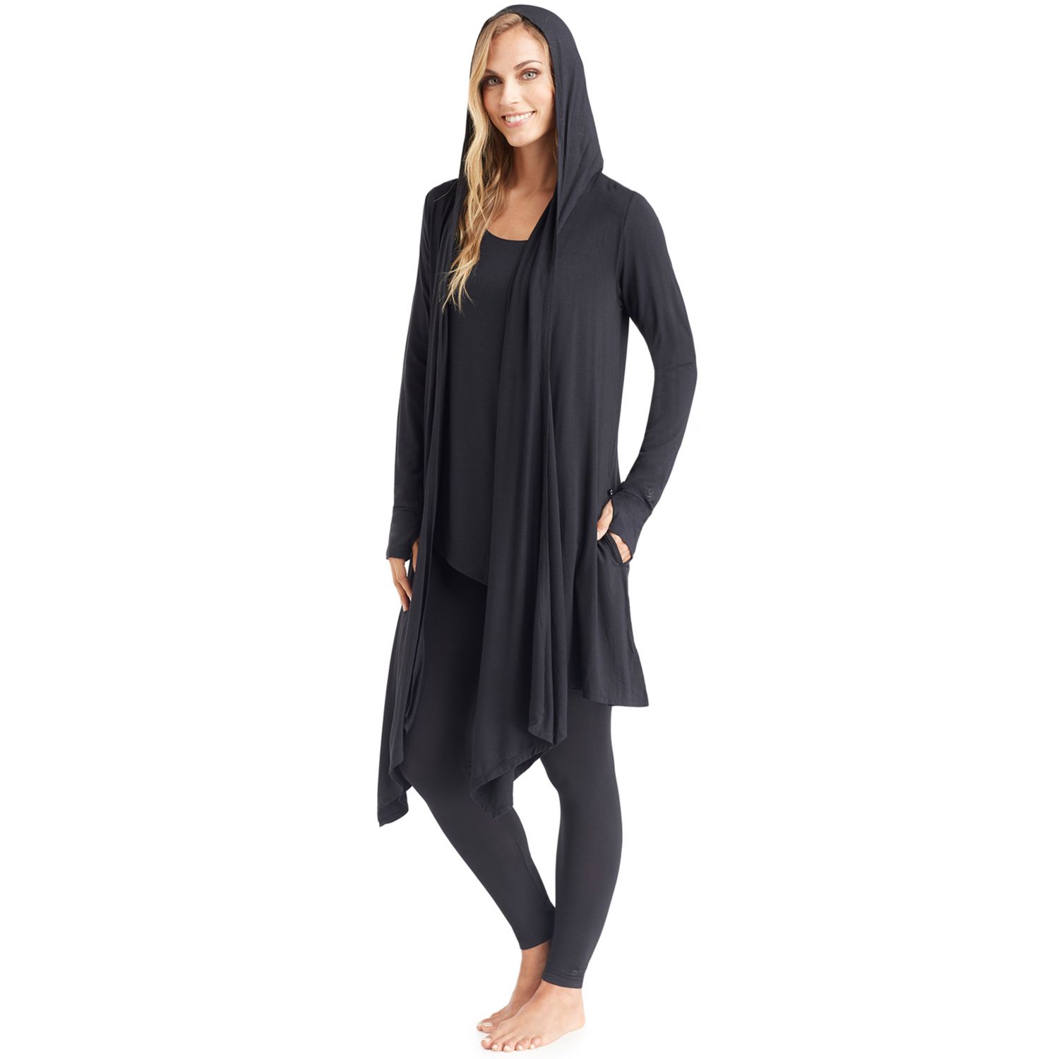 cuddl duds fleece hooded wrap cardigan