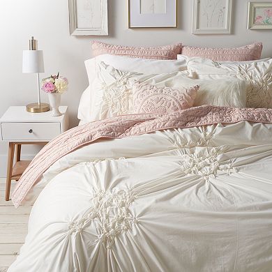 LC Lauren Conrad Floral Ruched Comforter and Sham Set