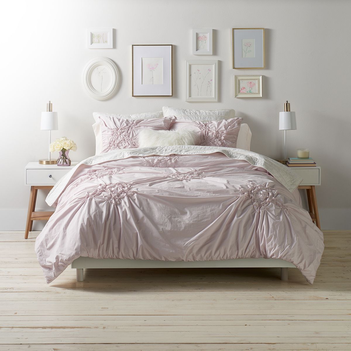 LC Lauren Conrad Floral Ruched Comforter Set with Shams