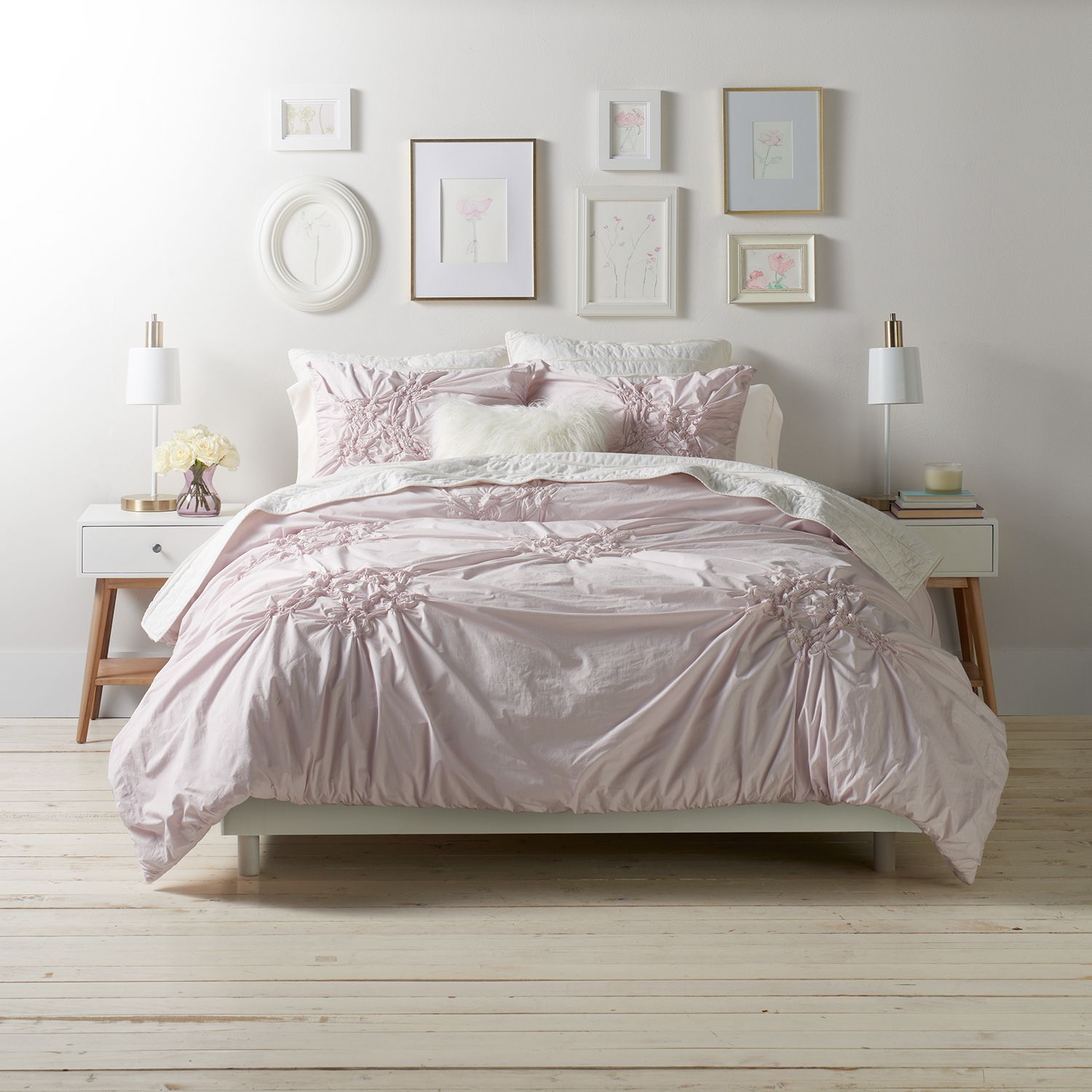 Lc Lauren Conrad Floral Ruched Duvet Cover Set
