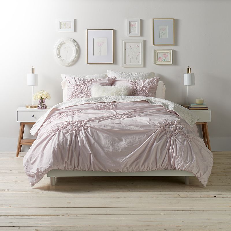 Lc Lauren Conrad Floral Ruched Duvet Cover Set