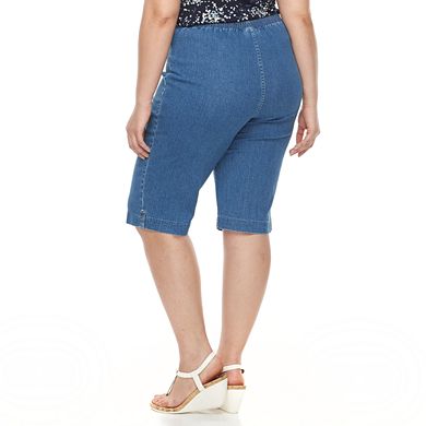 Plus Size Croft & Barrow® Pull-On Skimmer Denim Shorts