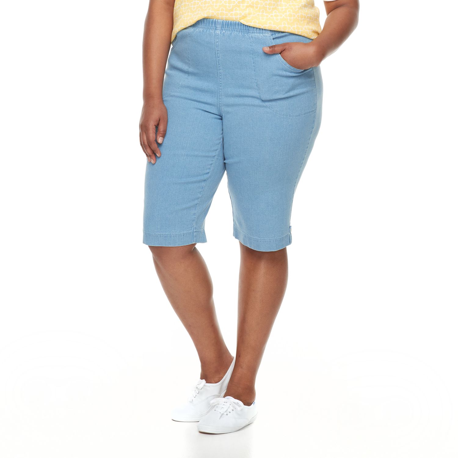 pull on denim shorts plus size