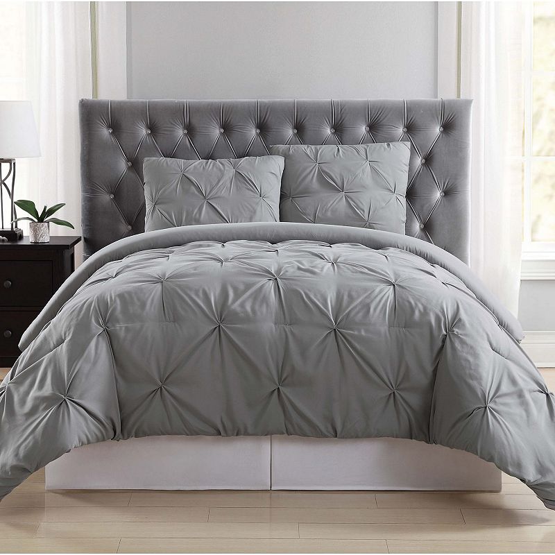 Truly Soft Pleated Comforter Set, Grey, Twin XL