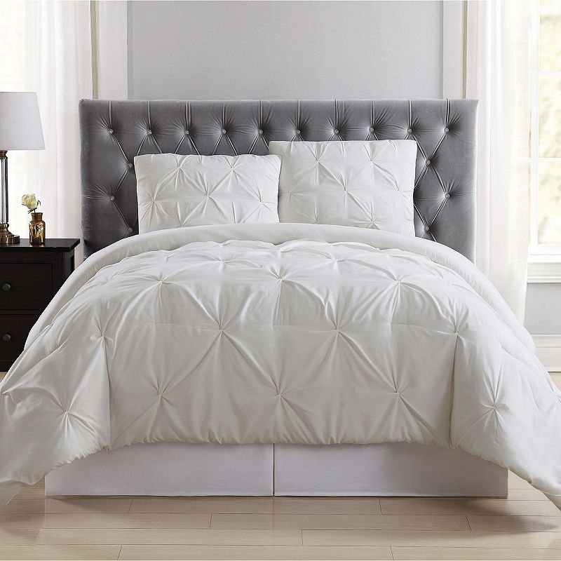 Truly Soft Pleated Comforter Set, White, King