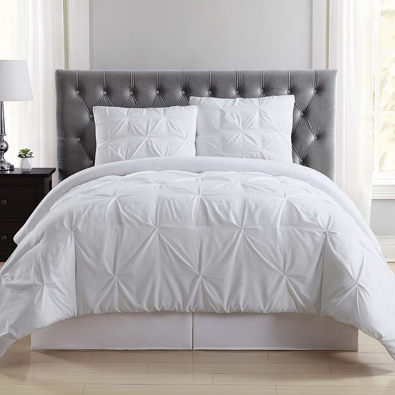 Truly Soft Pleated Comforter Set, White, Full/Queen