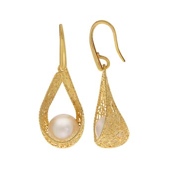 PearLustre by Imperial 14k Gold Freshwater Cultured Pearl Filigree Drop Earrings