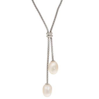 PearLustre by Imperial Sterling Silver Freshwater Cultured Pearl Lariat Necklace