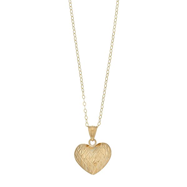AFFY Round Cut White Natural Diamond Heart Pendant Necklace in 14K Gold Over Sterling Silver 0.43 Ct