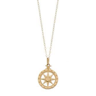 10k Gold Openwork Compass Pendant Necklace
