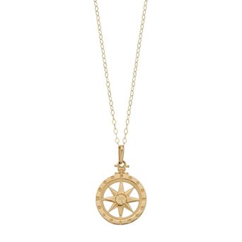 10k Gold Openwork Compass Pendant Necklace