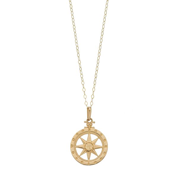 Gold chain with on sale compass pendant