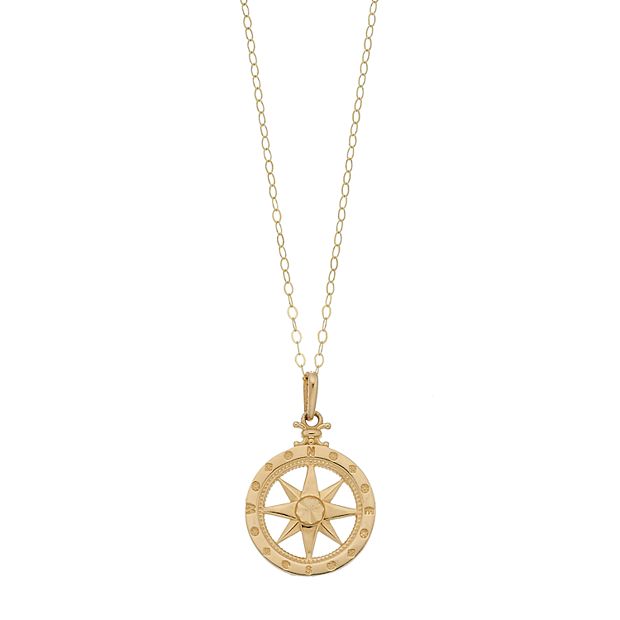 Solid gold deals compass pendant