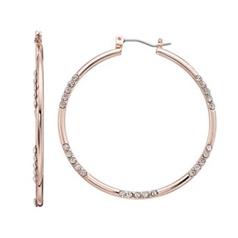 Simply Vera Vera Wang Rose Gold Tone Simulated Crystal Hoop Earrings