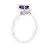 Celebration Gems Sterling Silver Amethyst & Diamond Accent Rectangle Halo Ring