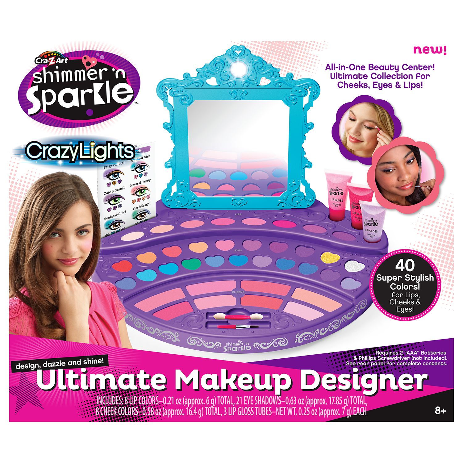 Cra Z Art Shimmer N Sparkle Crazy Lights Ultimate Make Up Designer Kit   3301461