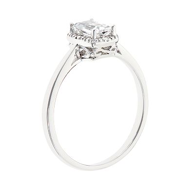 Celebration Gems Sterling Silver White Topaz & Diamond Accent Rectangle Halo Ring