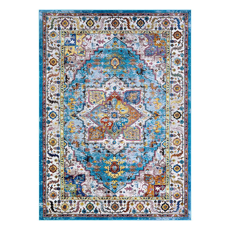 Couristan Gypsy Ely Framed Floral Rug, Natural, 8X11 Ft