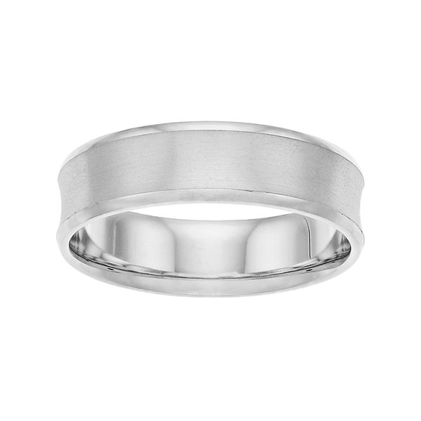 Men's Sterling Silver Satin Finish Concave Wedding Band