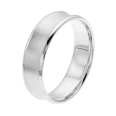 Men's Sterling Silver Satin Finish Concave Wedding Band