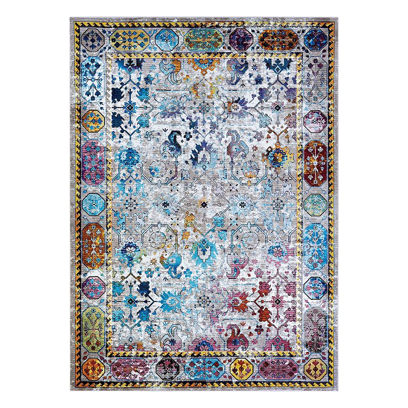 Couristan Gypsy Retro Damsel Framed Floral Rug, Multicolor, 5X7.5 Ft