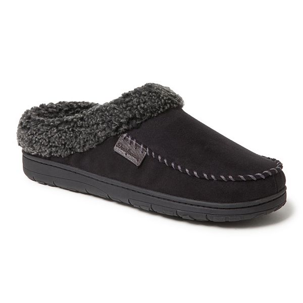 Pick A Size Dearfoams Men's Microsuede Whipstitch Clog Slippers Black-Cofee 