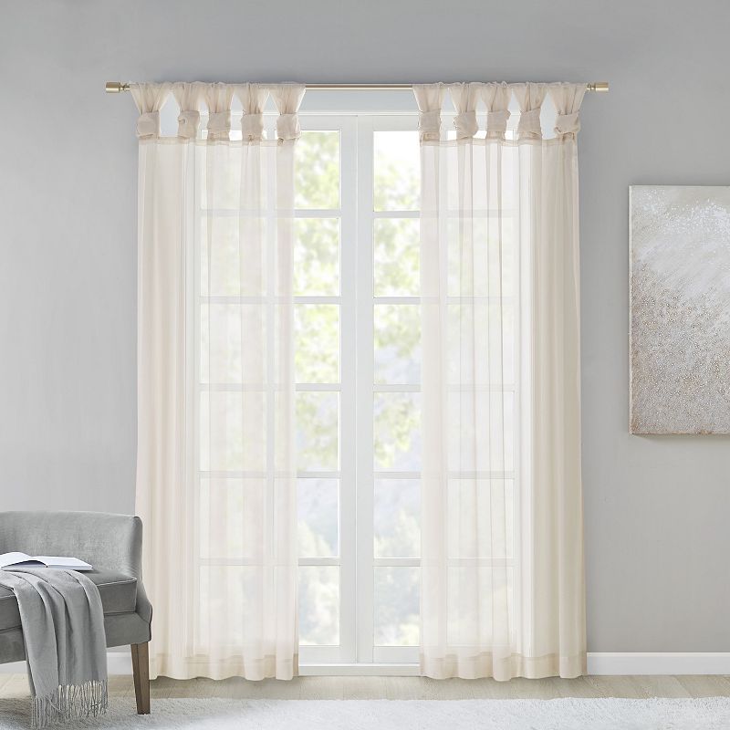 Madison Park 2-pack Elowen Twisted Tab Voile Sheer Window Curtains, White, 