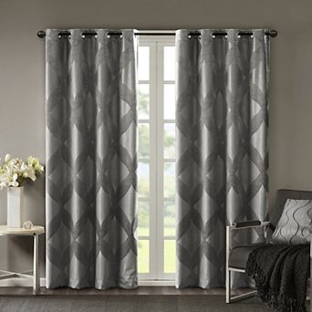 Madison Park Abel Ogee Knitted Jacquard 100% Blackout 1 Window Curtain Panel