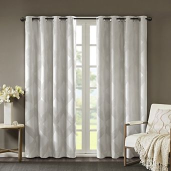 Madison Park Abel Ogee Knitted Jacquard 100% Blackout 1 Window Curtain Panel