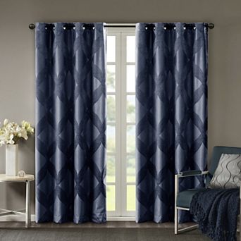 Madison Park Abel Ogee Knitted Jacquard 100% Blackout 1 Window Curtain Panel